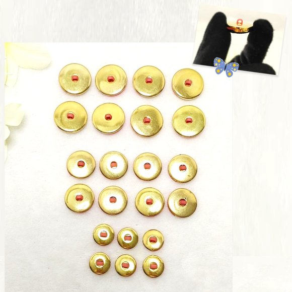 Set of 22 Round Button 3D SPIRAL Swirl Pink Resin Faux Gold Metal Pink Shank - Picture 3 of 12